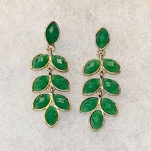 Green and Gold Leaf Earrings